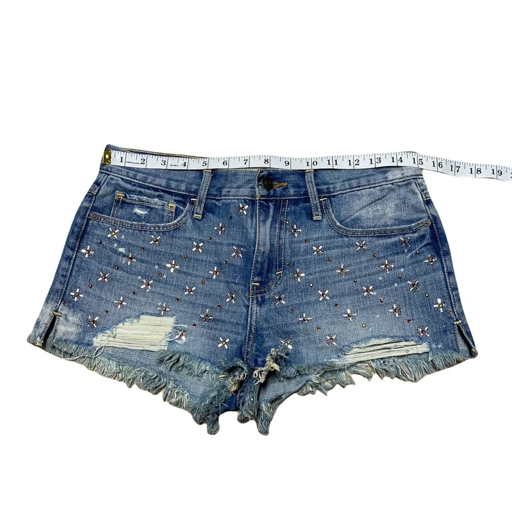 Abercrombie & Fitch High Rise Jean Shorts Women’s 4 Embellished Casual Denim